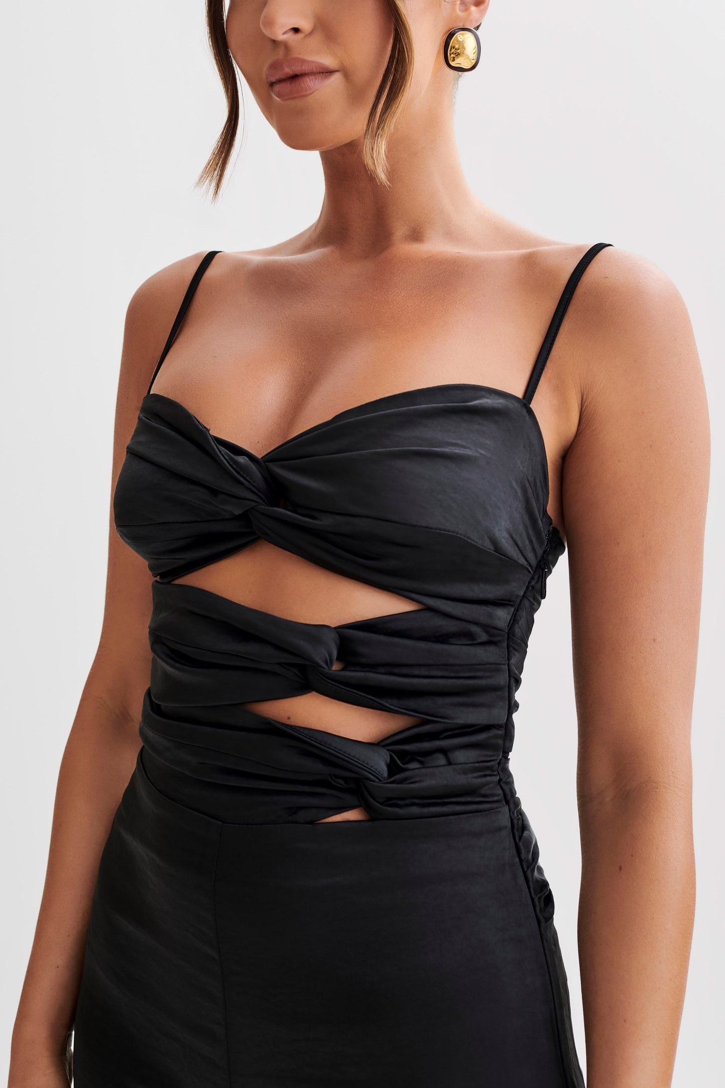 ROF Elina Twist Saten Tulum - Siyah