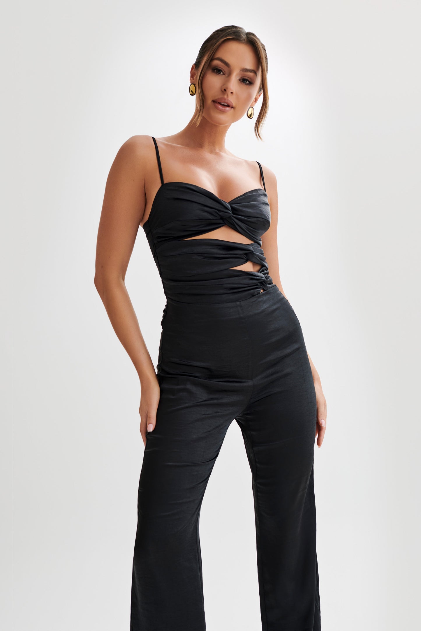 ROF Elina Twist Saten Tulum - Siyah