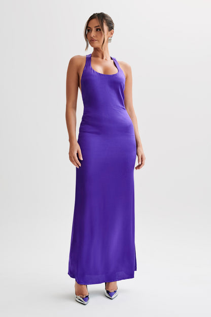 ROF Jacquelyn Racerback Maxi Elbise - Koyu Mor