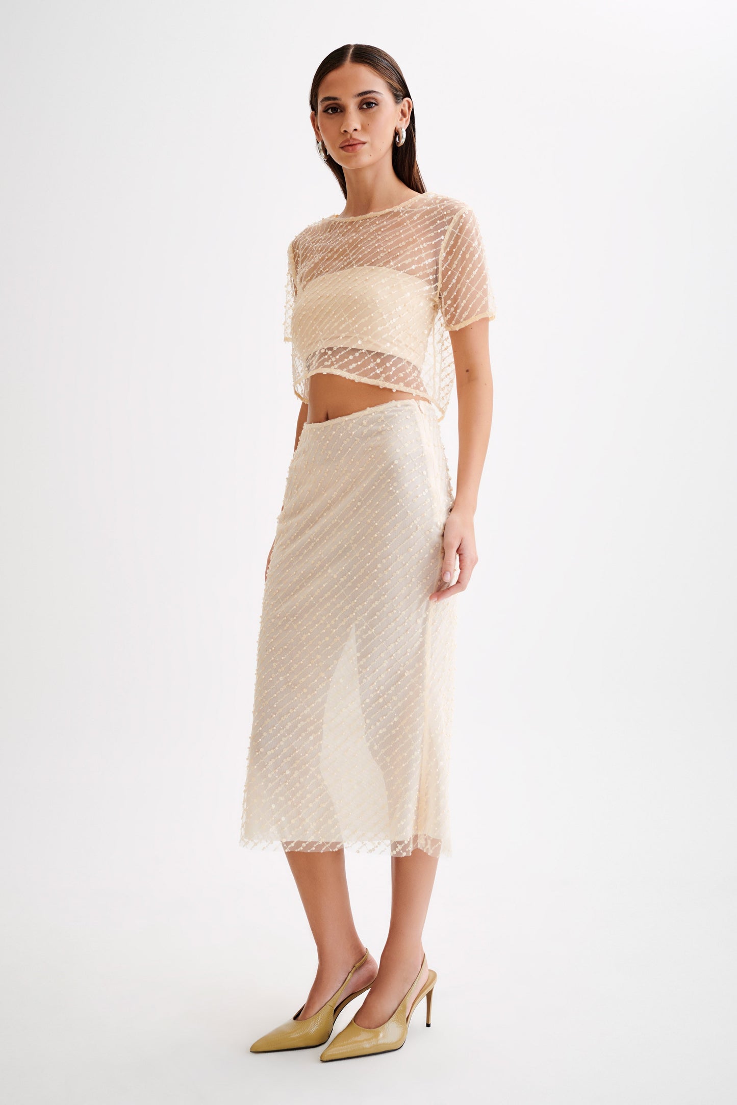 ROF Brynne Payet Midi Etek - Buttercream