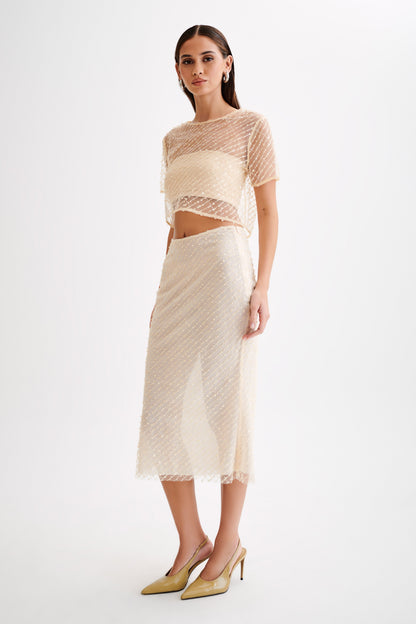 ROF Brynne Payet Midi Etek - Buttercream