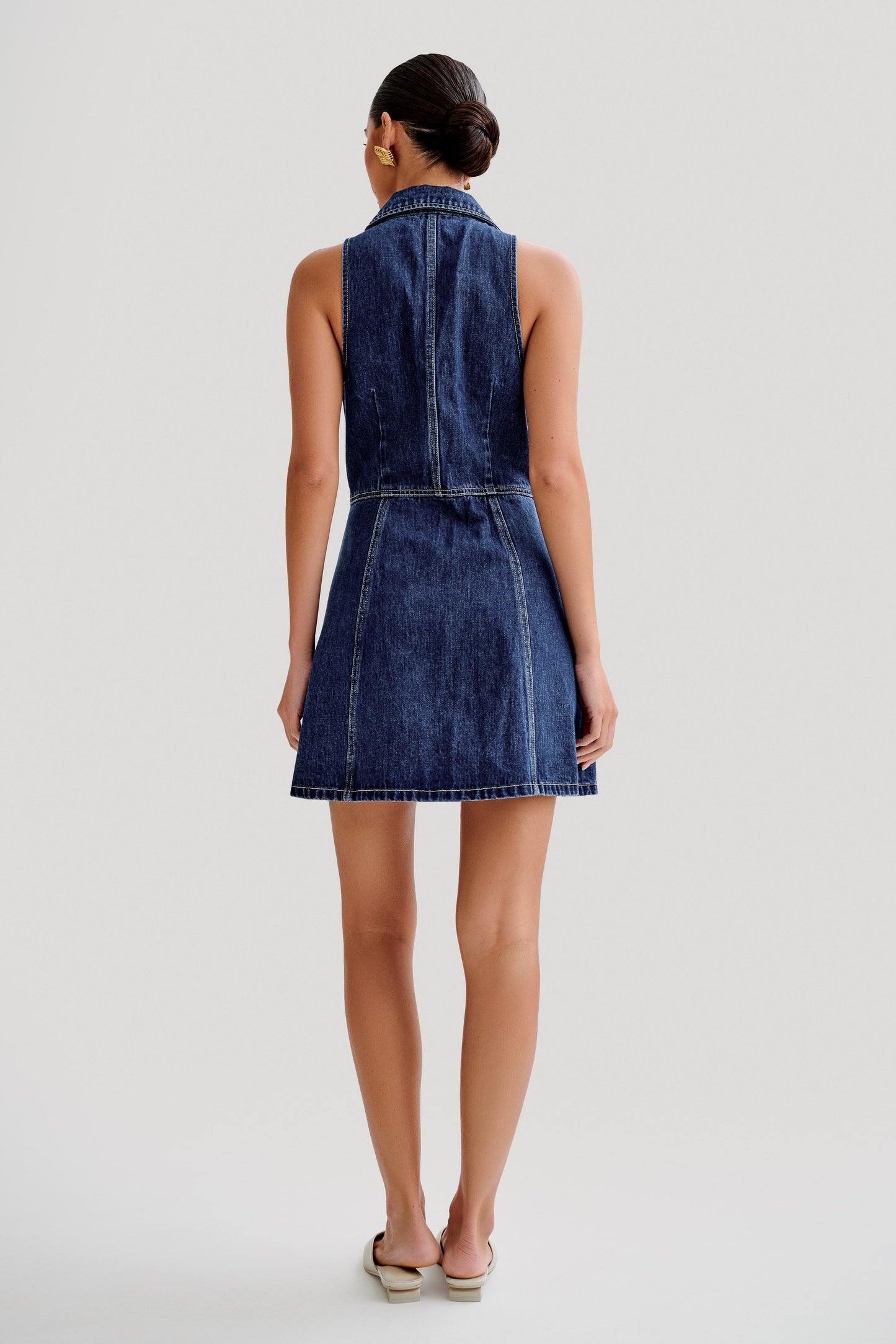 ROF Eugenie Yakalı Denim Mini Elbise - Lacivert
