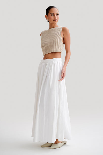 ROF Clarence Keten A-Line Maxi Etek - Beyaz
