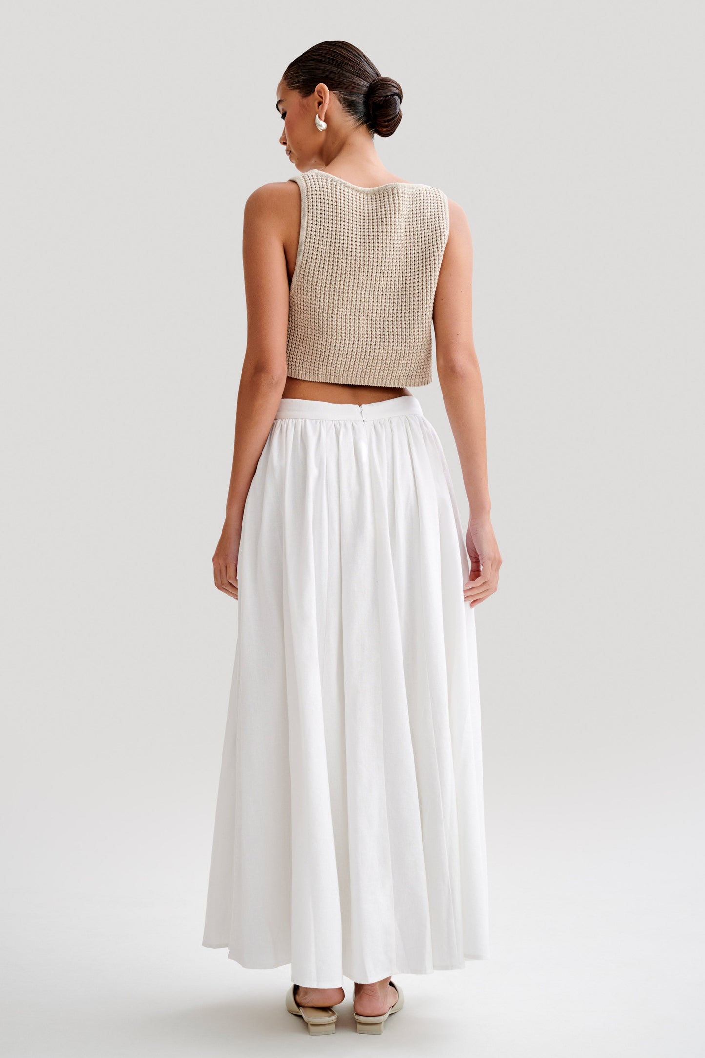 ROF Clarence Keten A-Line Maxi Etek - Beyaz