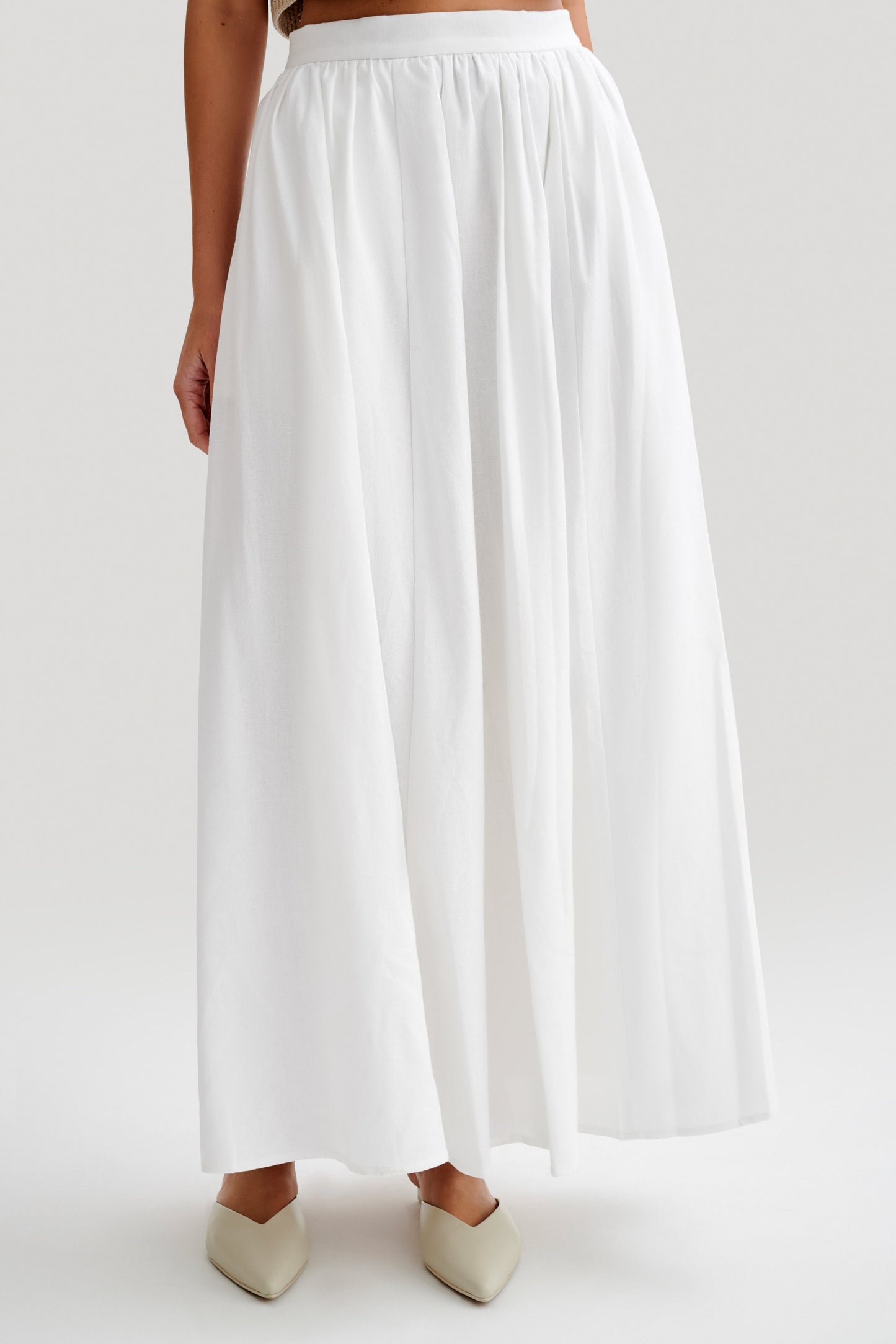 ROF Clarence Keten A-Line Maxi Etek - Beyaz