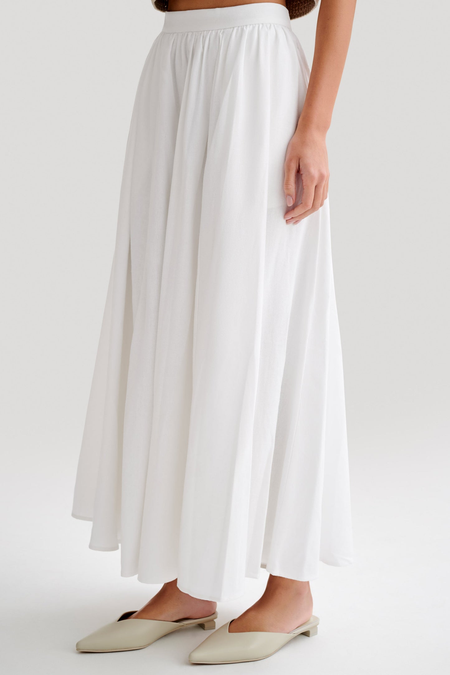 ROF Clarence Keten A-Line Maxi Etek - Beyaz