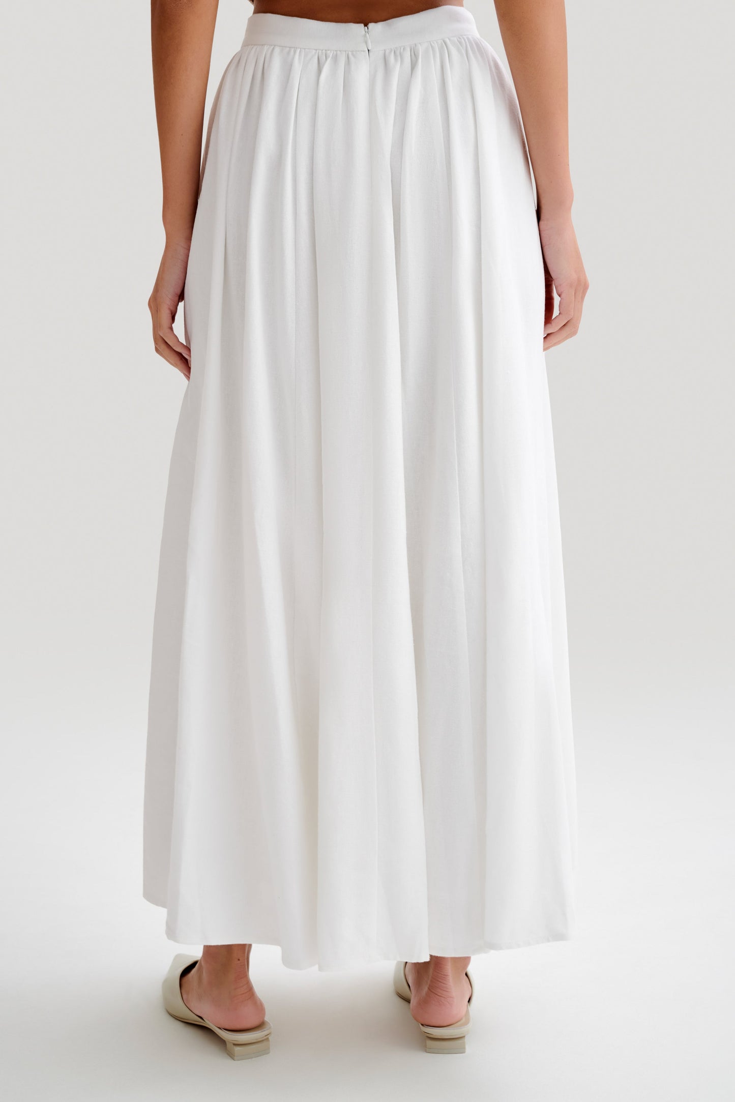 ROF Clarence Keten A-Line Maxi Etek - Beyaz