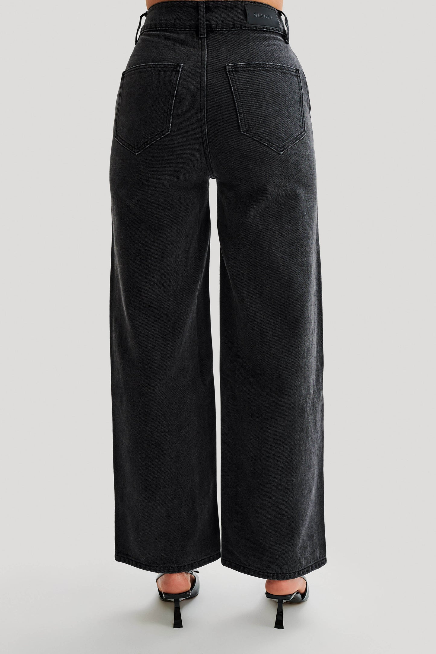ROF Roxy Geniş Paça Yüksek Bel Denim Kot - Yıkanmış Siyah