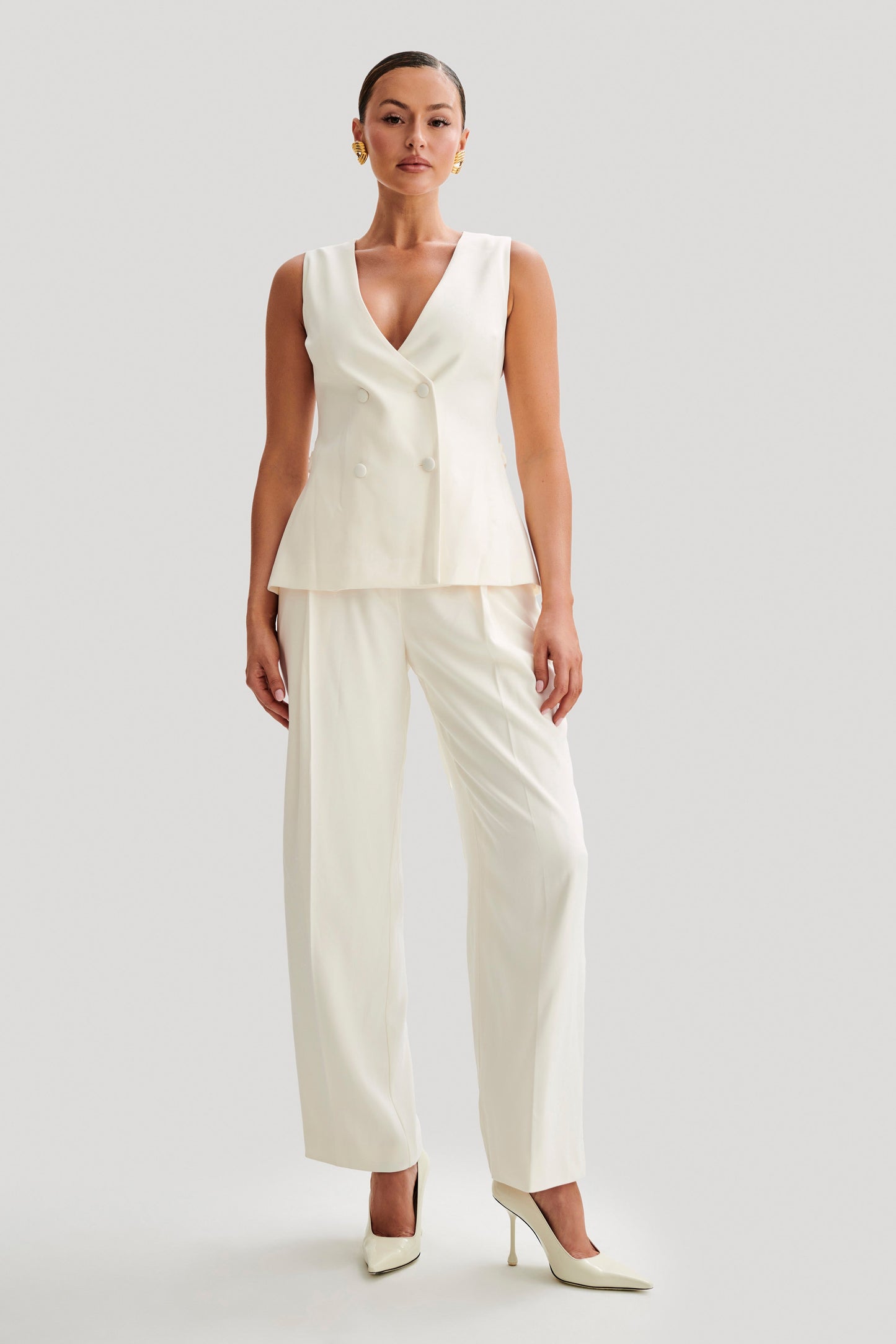 ROF Amelie Suiting Longline Yelek - Fildişi