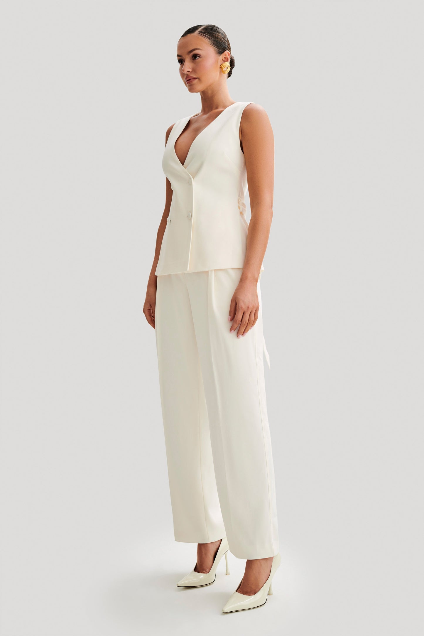 ROF Amelie Suiting Longline Yelek - Fildişi