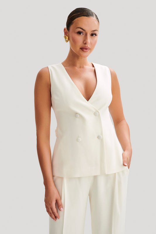 ROF Amelie Suiting Longline Yelek - Fildişi