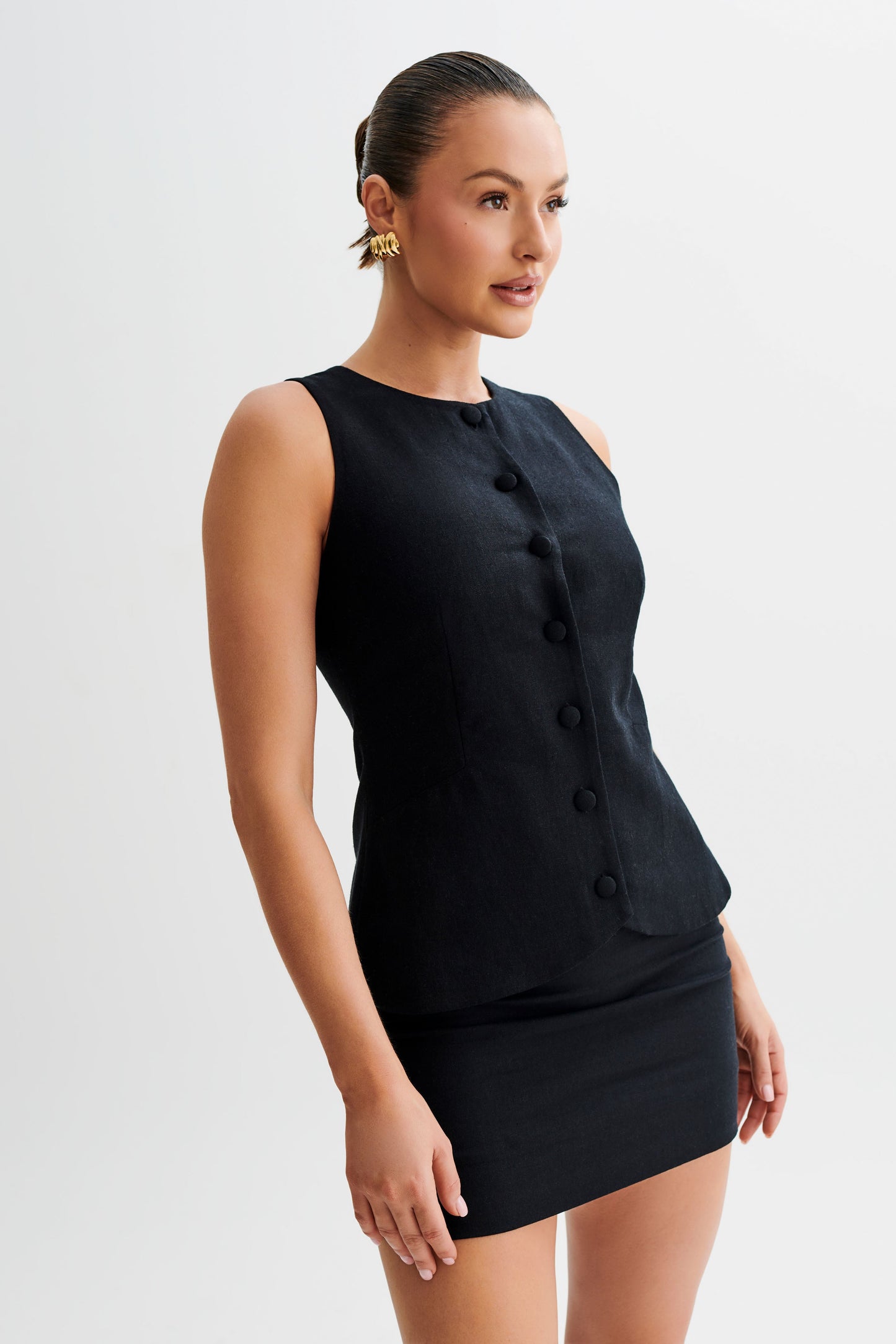 ROF Marquette Keten Mini Etek - Siyah