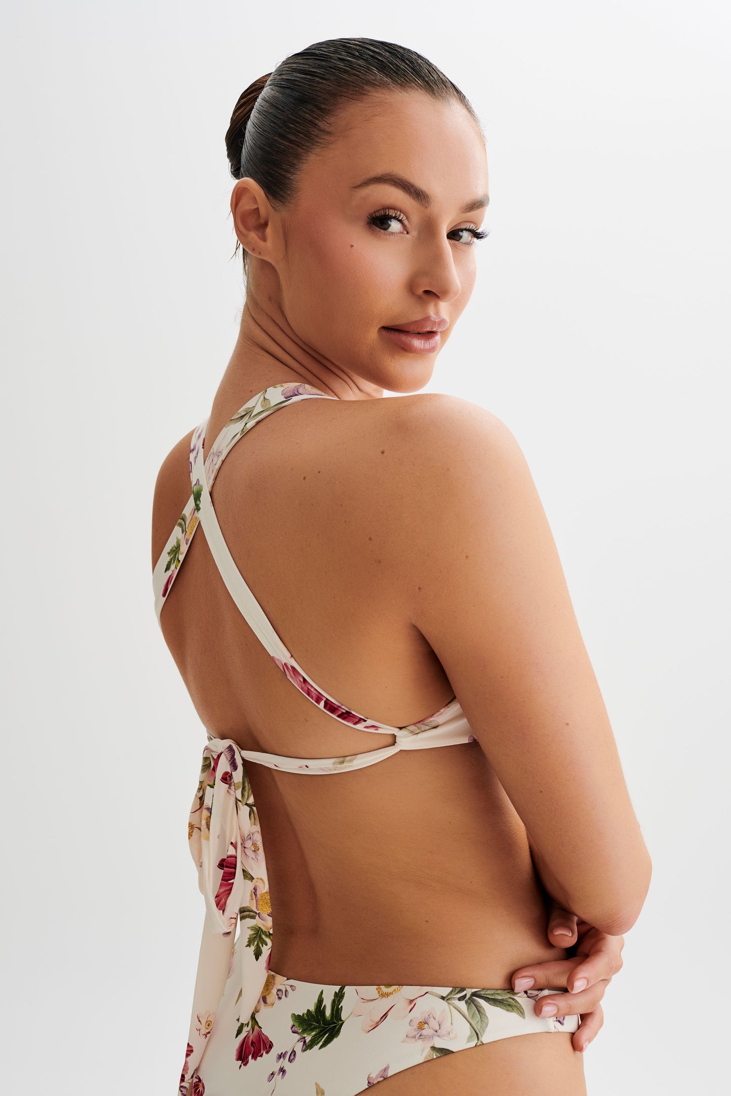 ROF Kai Geri Dönüşümlü Dantelli Balenli Bikini Üstü - Bella Rosa Print