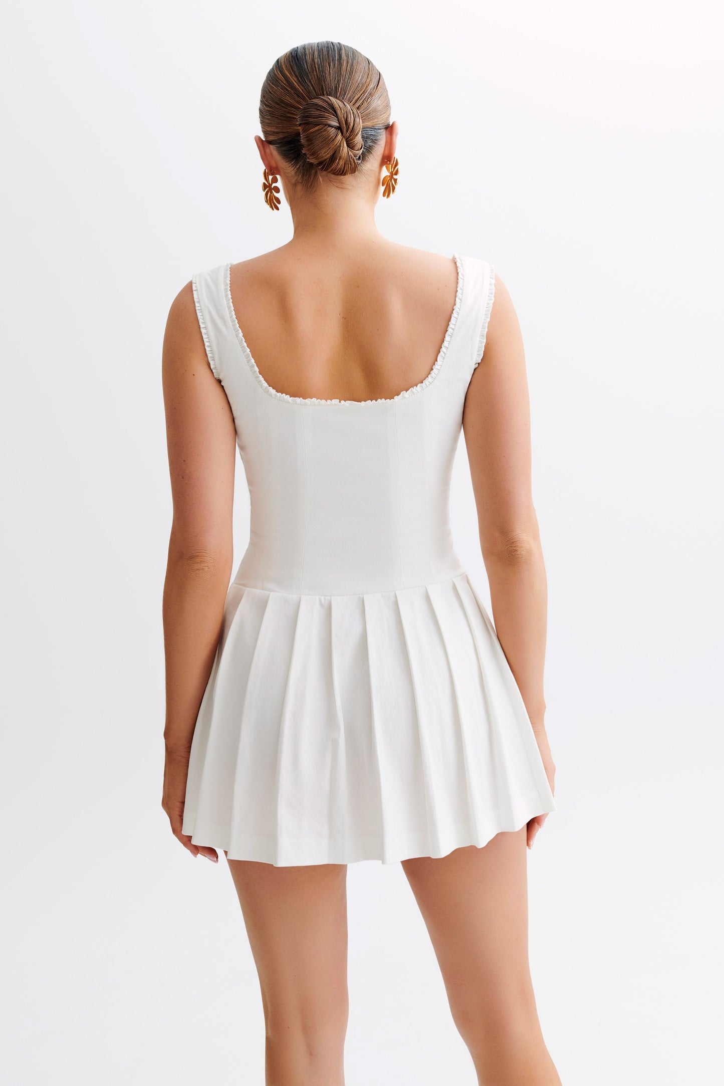 ROF Donna Cotton Dantelli Mini Elbise - Beyaz