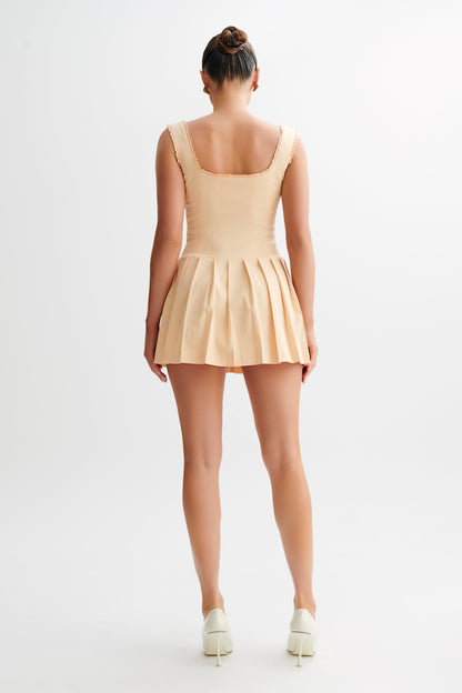 ROF Donna Cotton Dantelli Mini Elbise - Şeftali