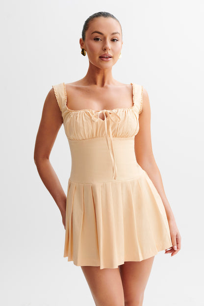 ROF Donna Cotton Dantelli Mini Elbise - Şeftali