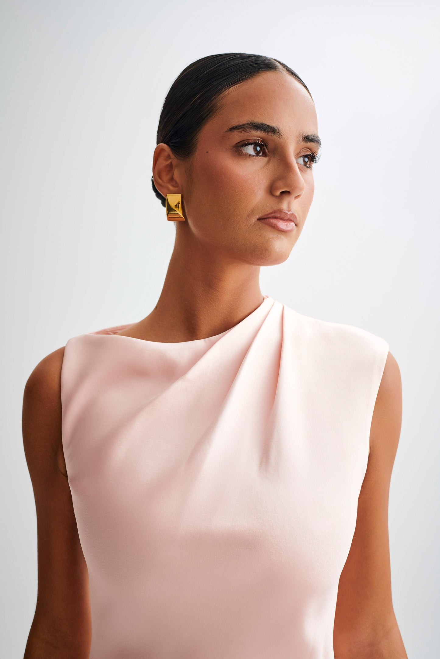 ROF Granger Saten Yapılı Mini Elbise - Soluk Pembe