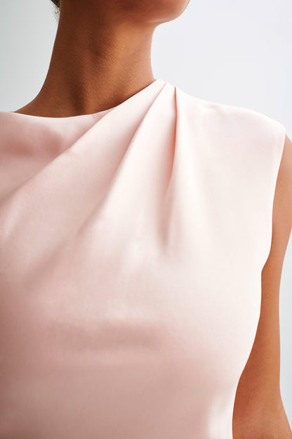 ROF Granger Saten Yapılı Mini Elbise - Soluk Pembe