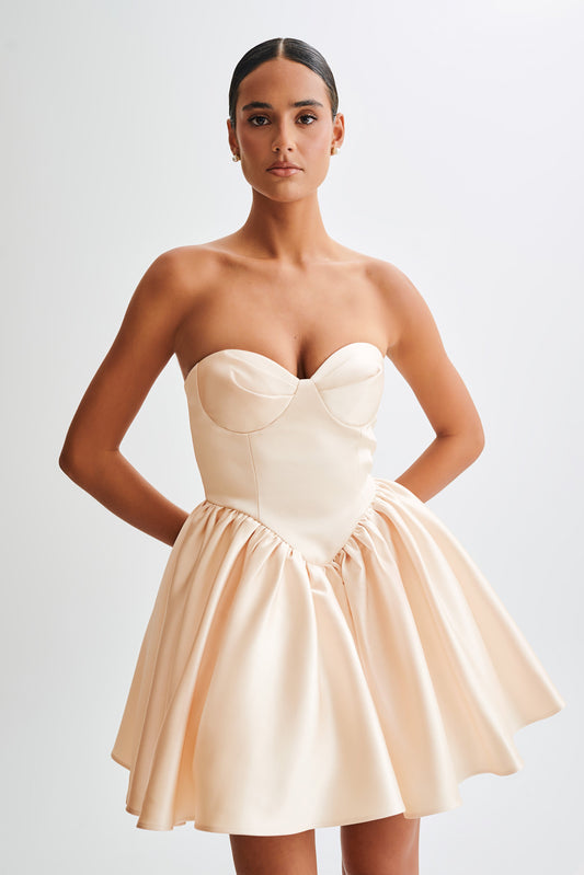 ROF Hollie Yapılı Korse Mini Elbise - Gold