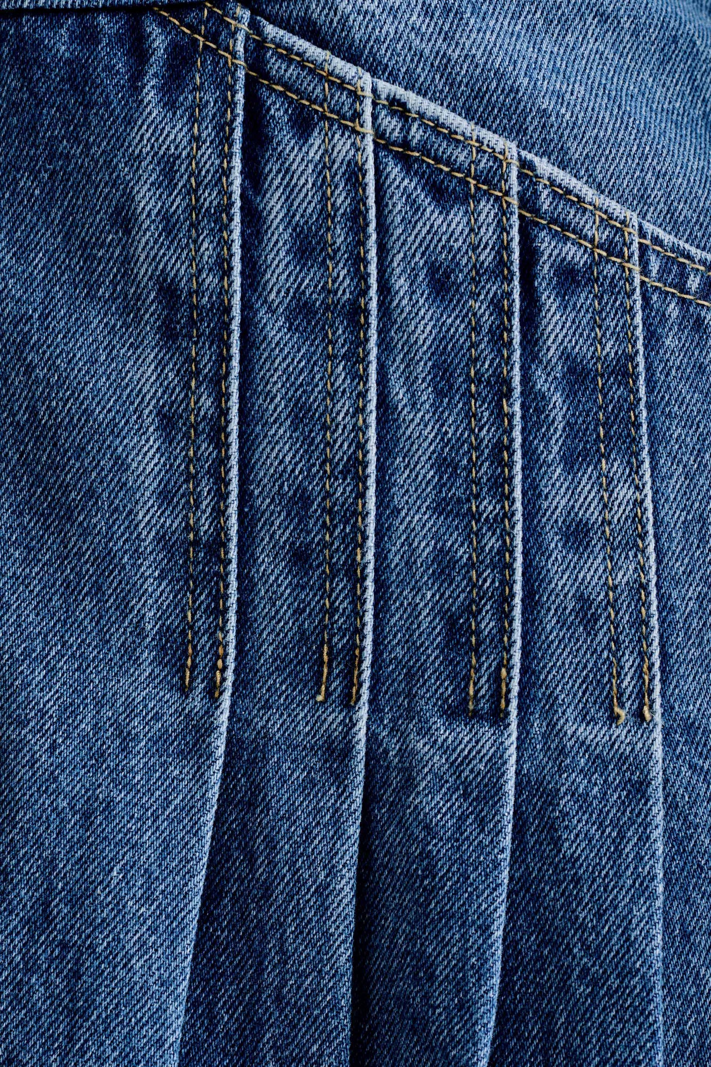 ROF Porter Yakalı Denim Mini Elbise - 70'Ler Mavi