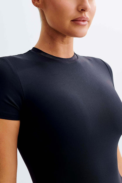ROF Francesca Bisiklet Yaka Kısa Kollu Body - Siyah