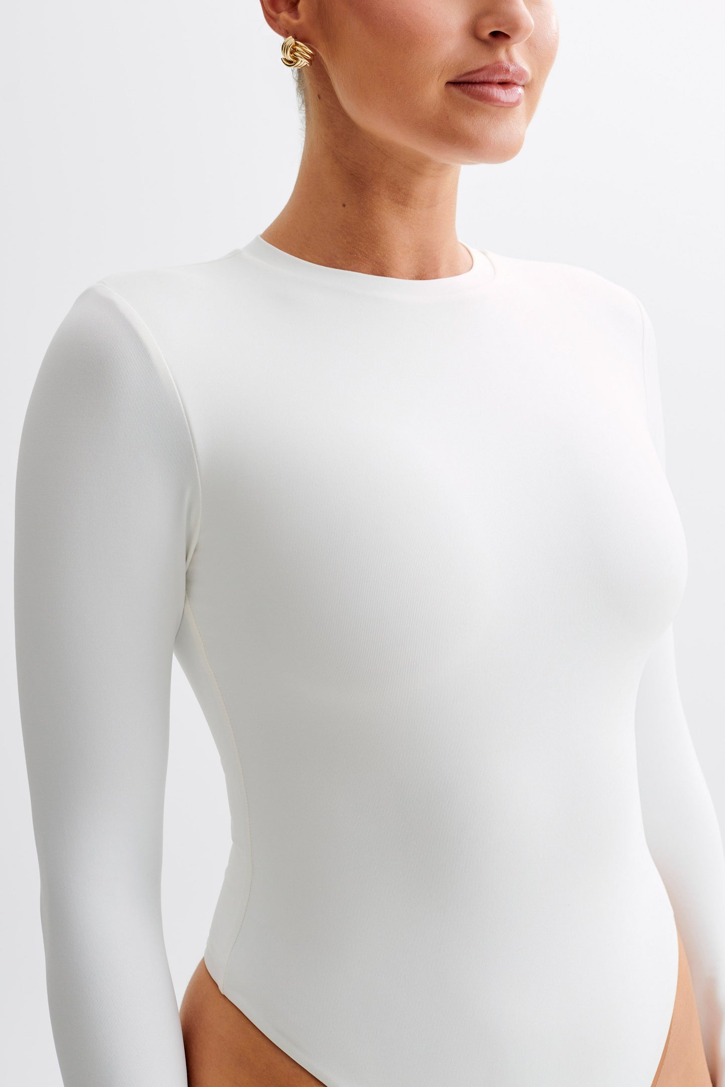 ROF Delilah Uzun Kollu Bisiklet Yaka Body - Beyaz