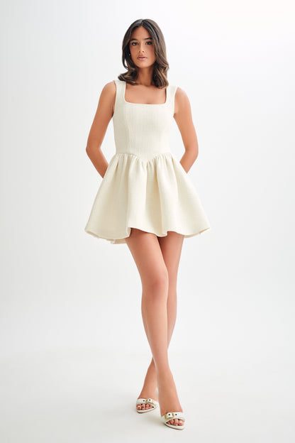 ROF Jennifer Boucle Mini Elbise - Fildişi