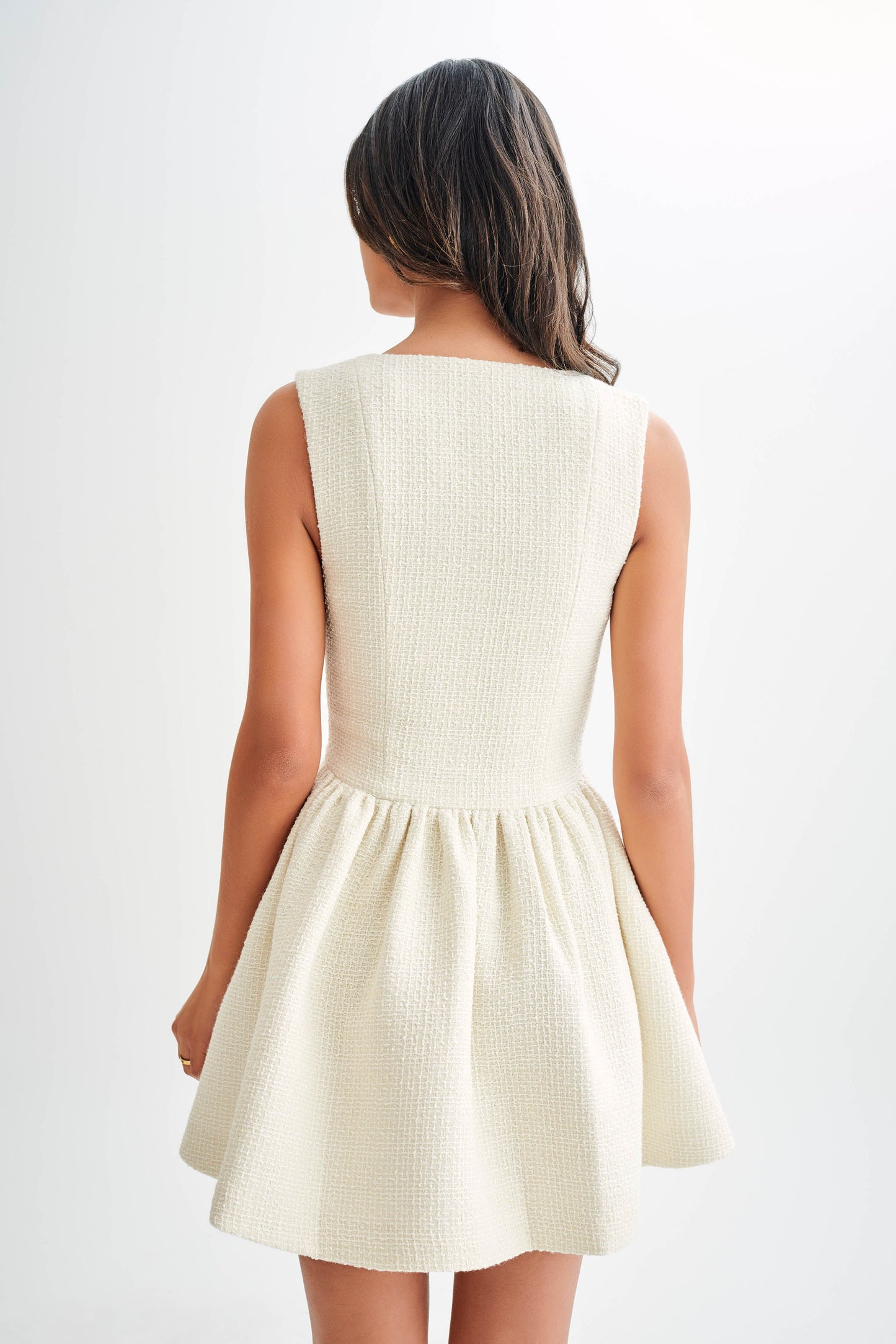 ROF Jennifer Boucle Mini Elbise - Fildişi