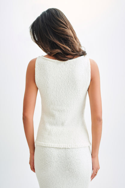 ROF Mackie Boucle Longline Yelek - Beyaz