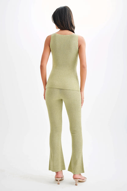 ROF Ridley Düz Paça Örgü Pantolon - Pastel Yeşil