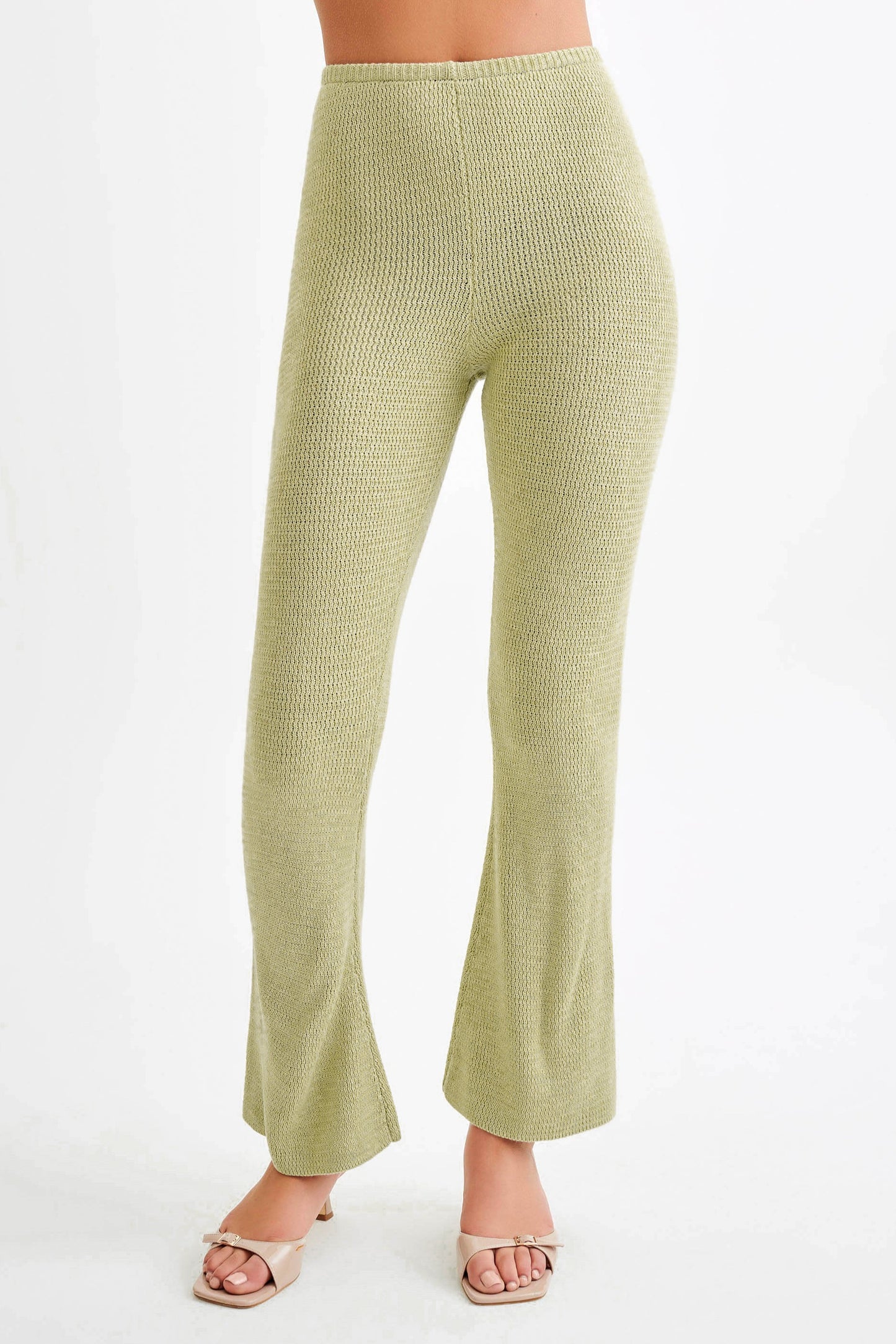 ROF Ridley Düz Paça Örgü Pantolon - Pastel Yeşil