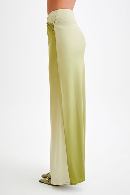 ROF Bronwyn Slinky Dantelli Yırtmaçlı Maxi Etek - Ombre Vintage Olive