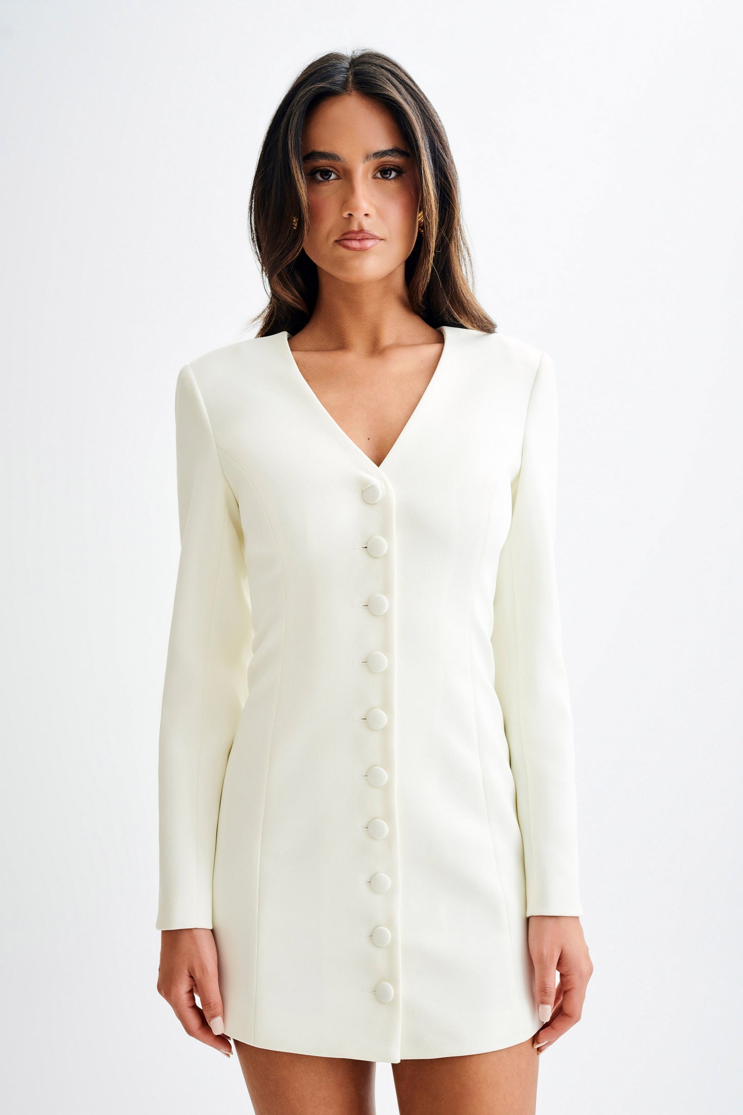 ROF Hurley Uzun Kollu Blazer Mini Elbise - Fildişi