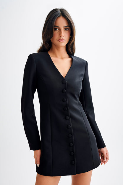 ROF Hurley Uzun Kollu Blazer Mini Elbise - Siyah