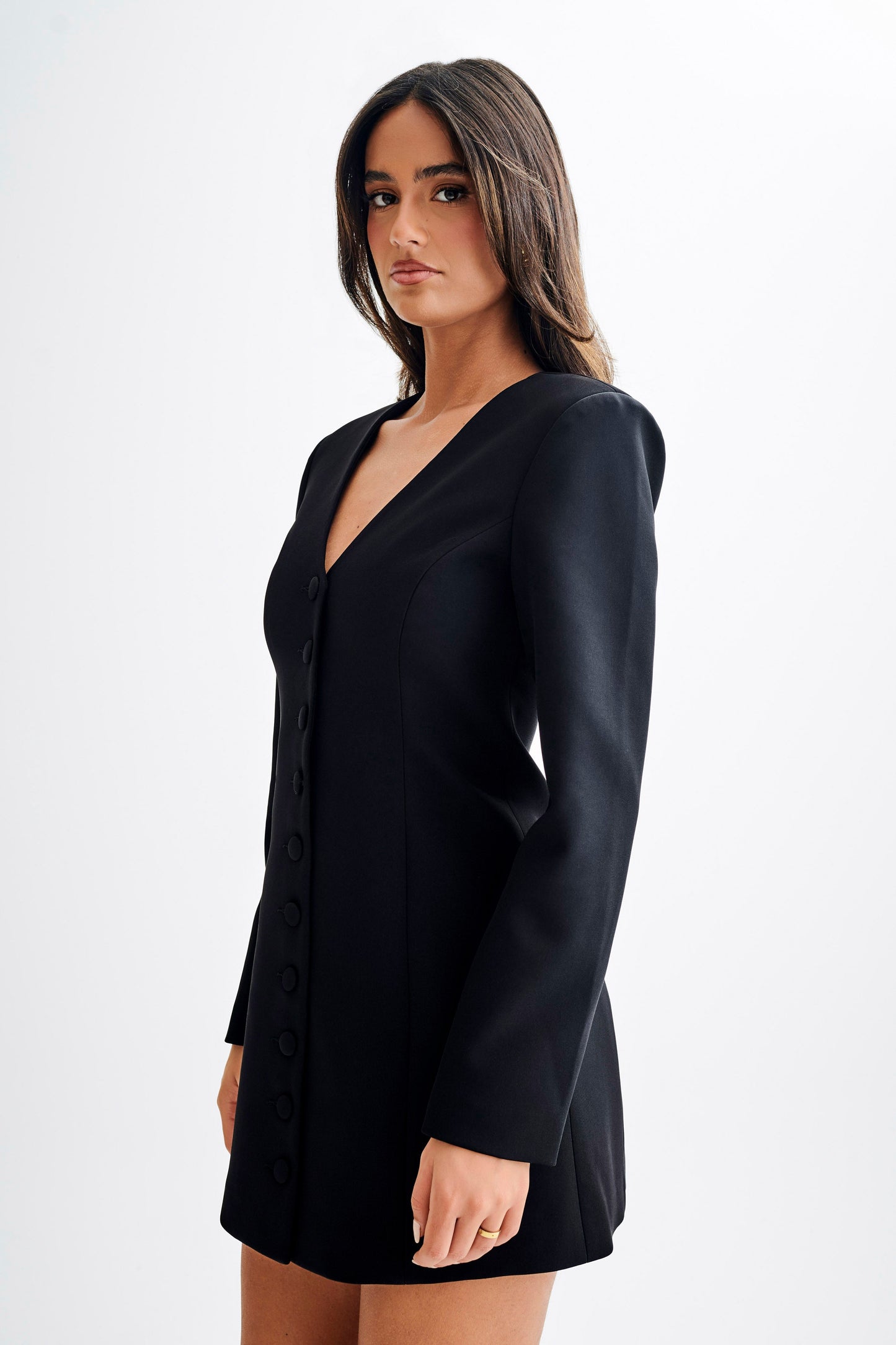 ROF Hurley Uzun Kollu Blazer Mini Elbise - Siyah