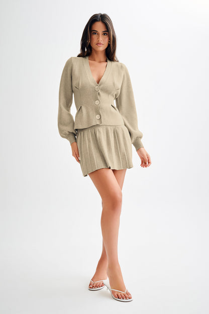ROF Beverly Knit Pileli Mini Etek - Meşe