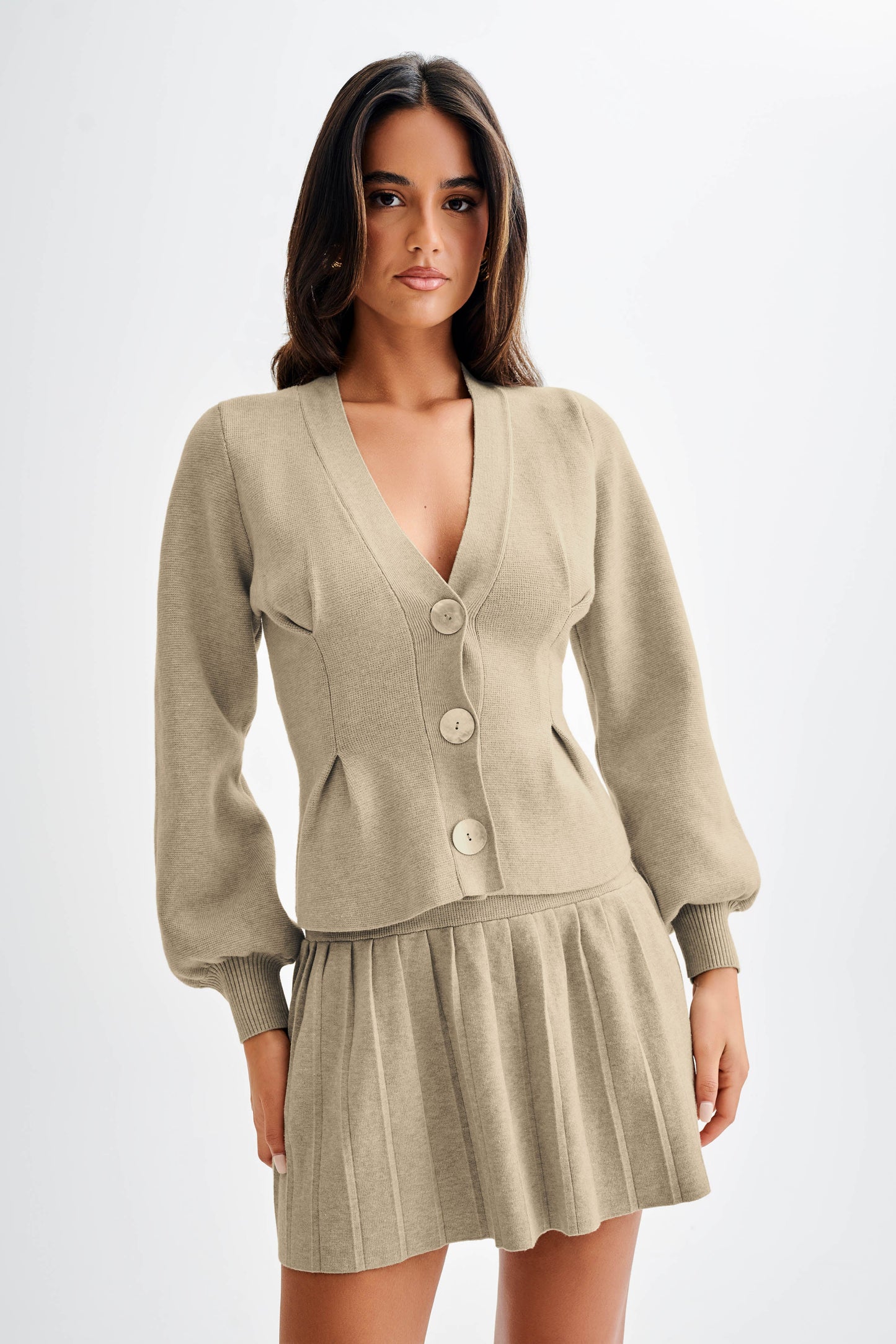 ROF Beverly Knit Pileli Mini Etek - Meşe