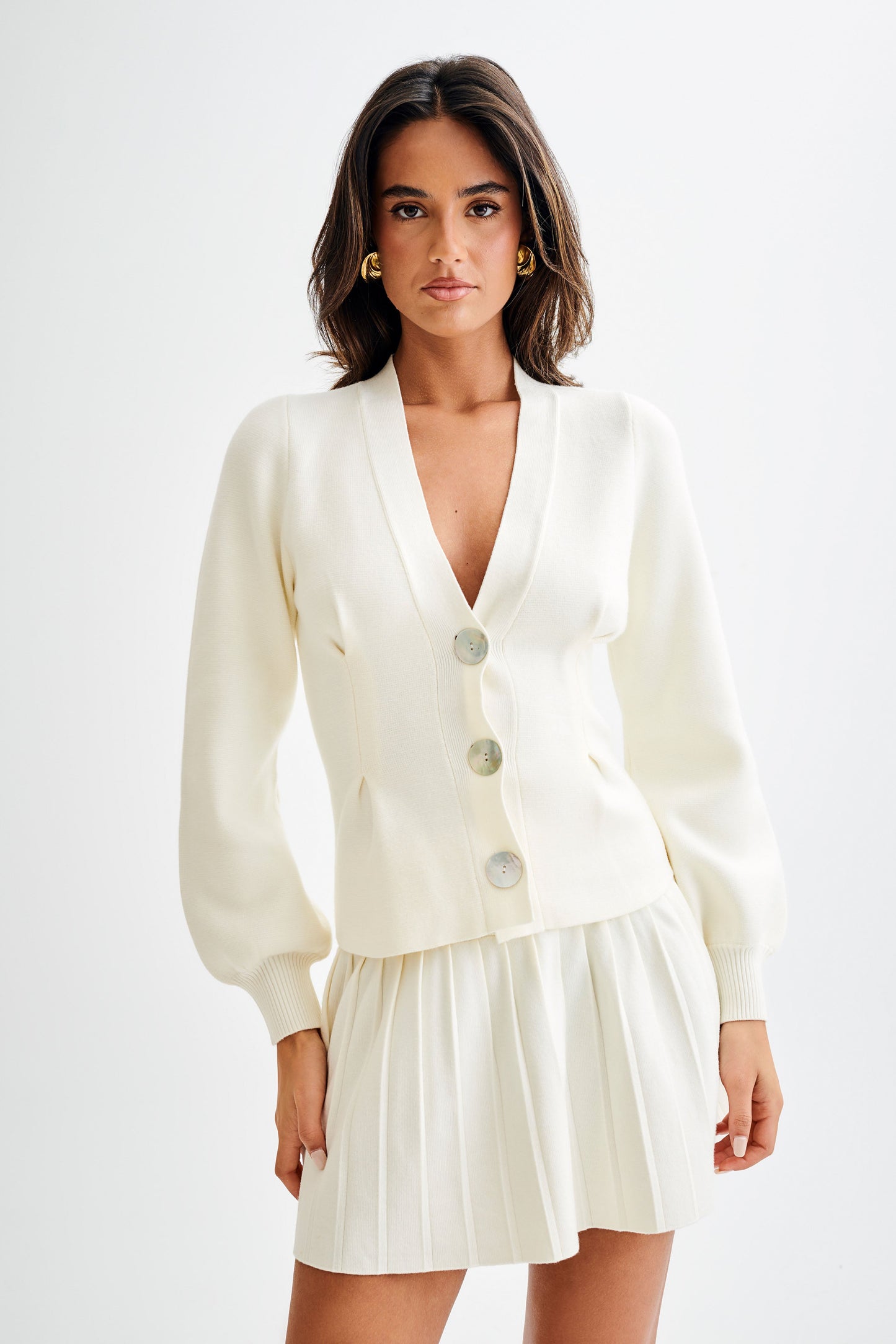 ROF Beverly Knit Pileli Mini Etek - Fildişi