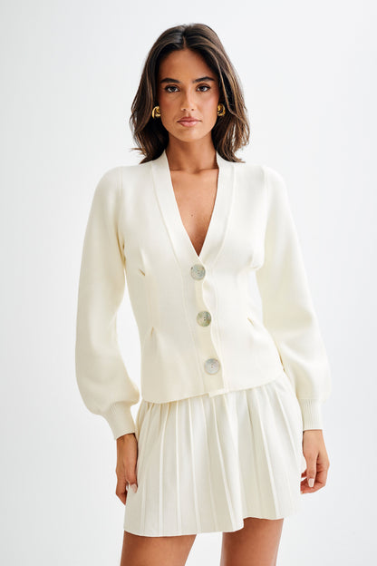 ROF Beverly Knit Pileli Mini Etek - Fildişi