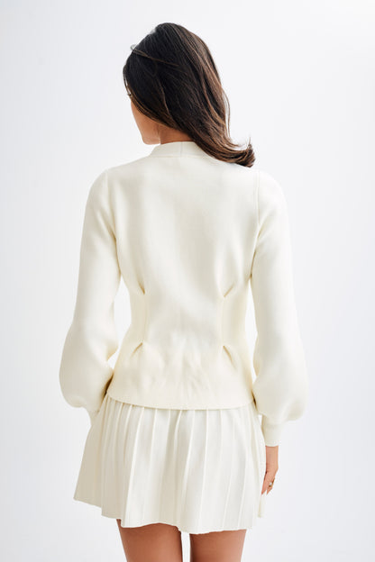 ROF Beverly Knit Pileli Mini Etek - Fildişi
