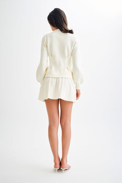 ROF Beverly Knit Pileli Mini Etek - Fildişi