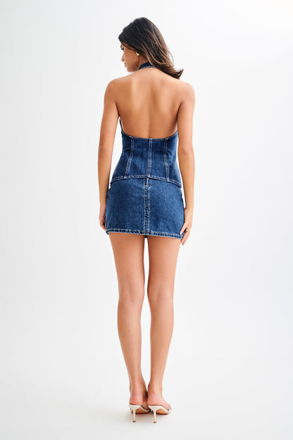 ROF Ellie Denim Mini Etek - Koyu Mavi