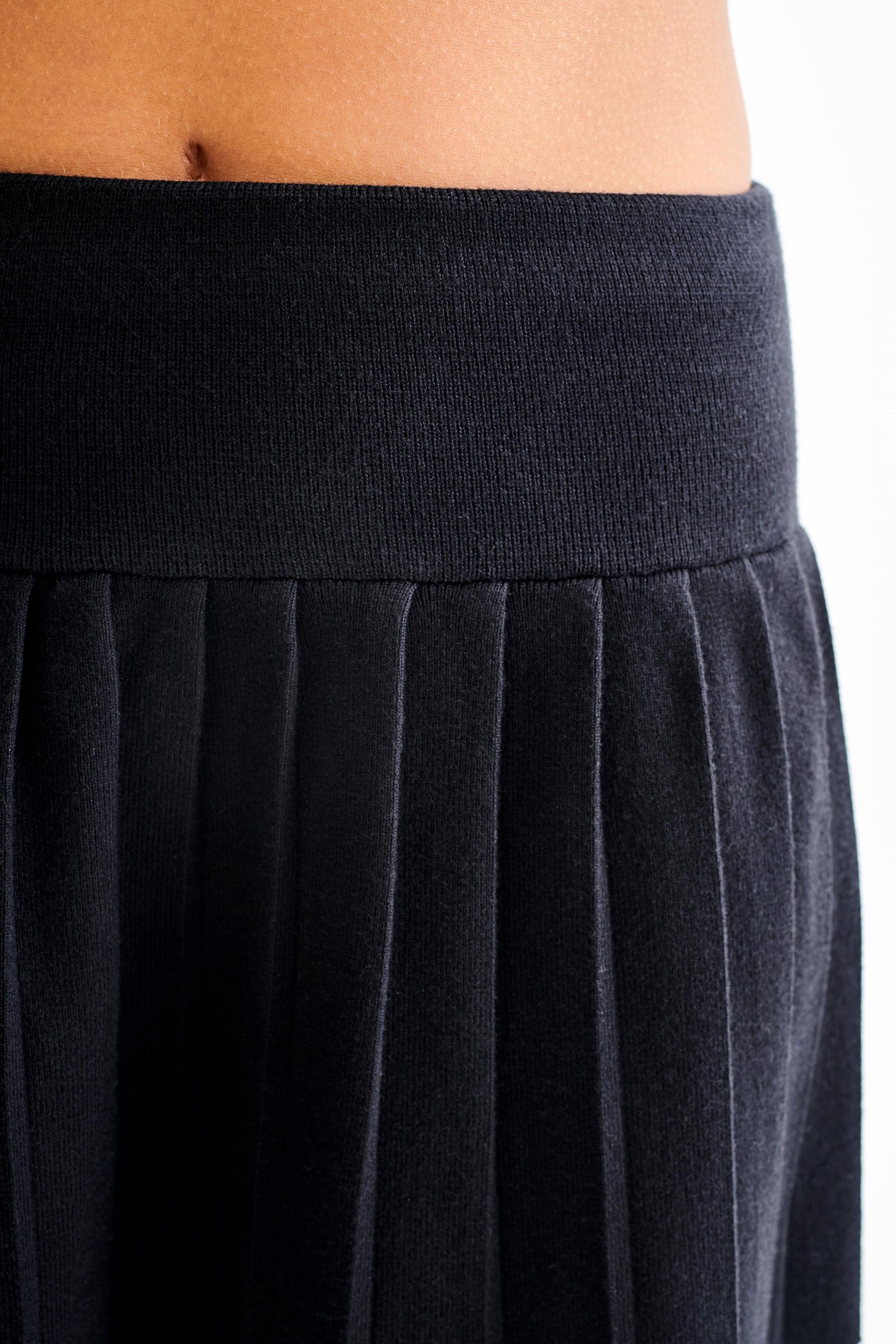 ROF Beverly Knit Piliseli Mini Etek - Siyah