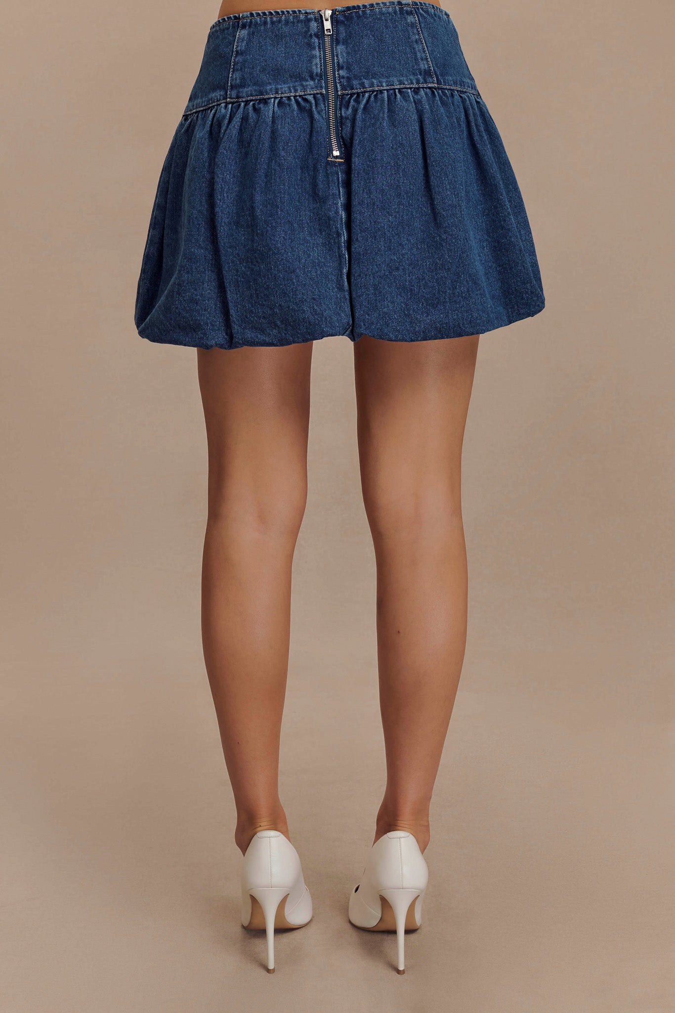 ROF Genia Baloncuklu Denim Mini Etek - Lacivert