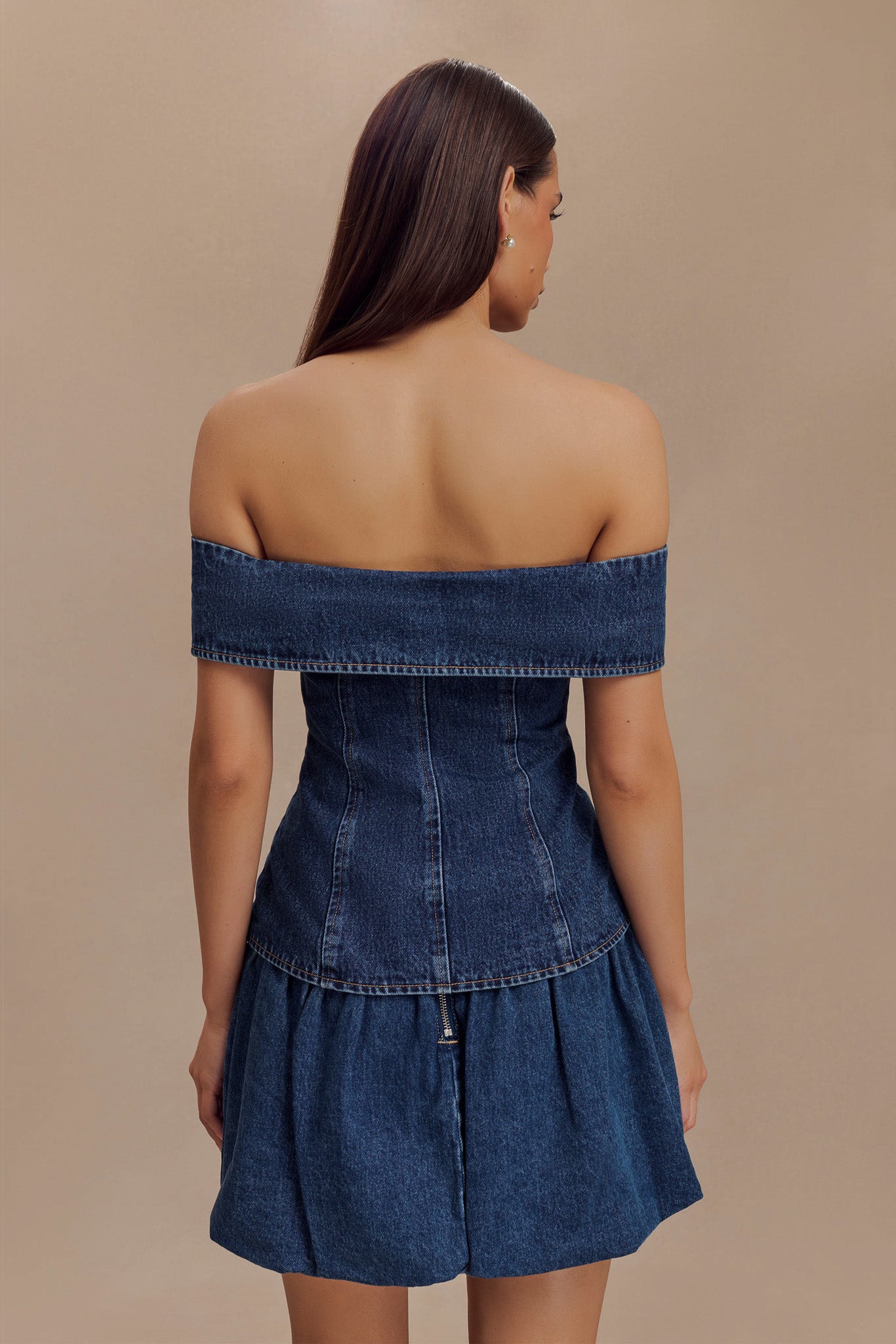 ROF Genia Baloncuklu Denim Mini Etek - Lacivert
