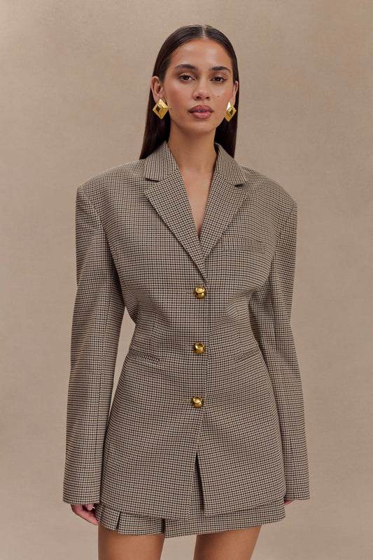 ROF Mila Blazer Ceket - Taba Kareli