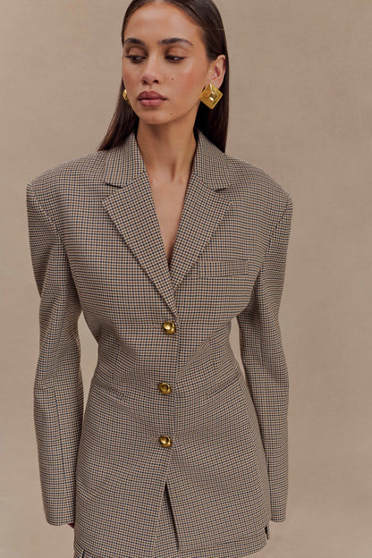 ROF Mila Blazer Ceket - Taba Kareli
