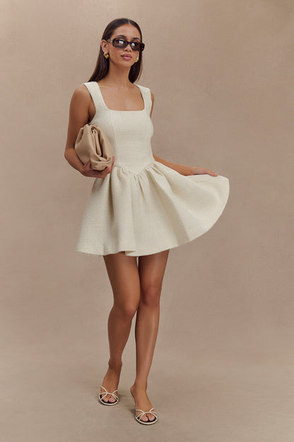 ROF Jennifer Boucle Mini Elbise - Fildişi