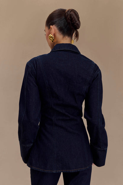 ROF Jericho Asimetrik Denim Gömlek - İndigo Mavi