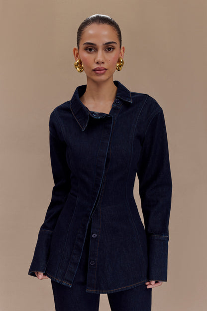 ROF Jericho Asimetrik Denim Gömlek - İndigo Mavi
